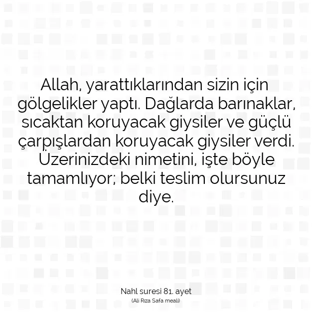 Ayetbul | Kuran Mealleri | Quran | Nahl suresi 81. ayet