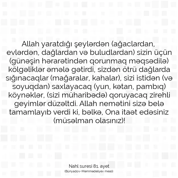 Ayetbul | Kuran Mealleri | Quran | Nahl suresi 81. ayet