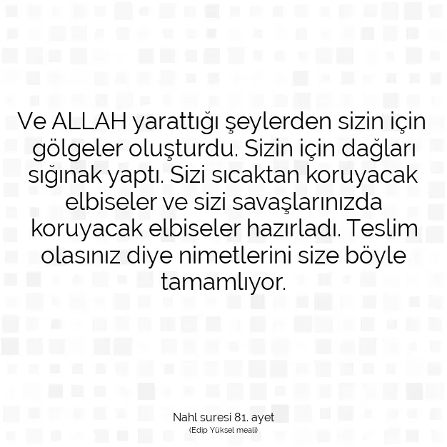 Ayetbul | Kuran Mealleri | Quran | Nahl suresi 81. ayet