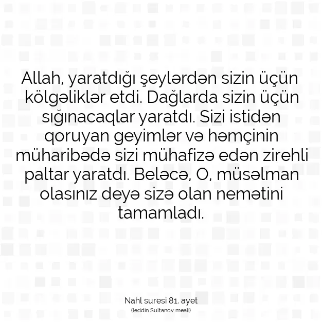 Ayetbul | Kuran Mealleri | Quran | Nahl suresi 81. ayet