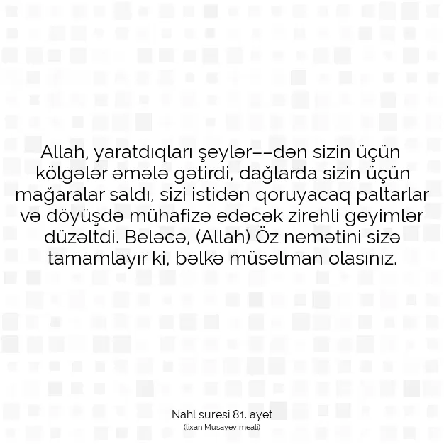 Ayetbul | Kuran Mealleri | Quran | Nahl suresi 81. ayet