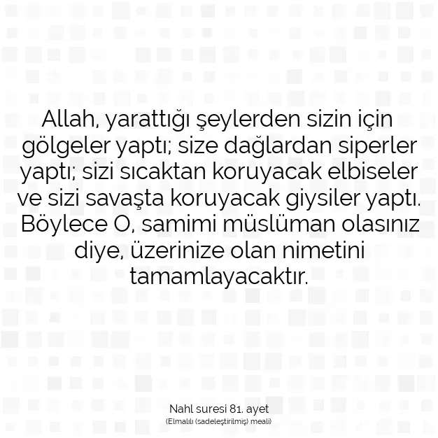 Ayetbul | Kuran Mealleri | Quran | Nahl suresi 81. ayet