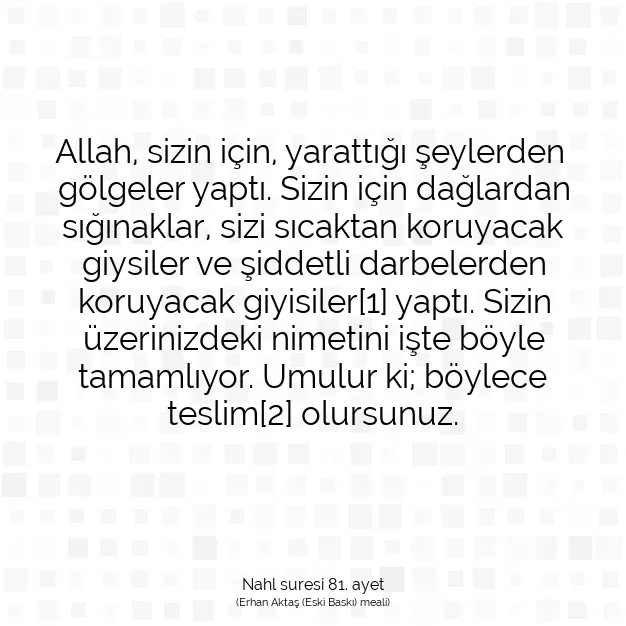 Ayetbul | Kuran Mealleri | Quran | Nahl suresi 81. ayet