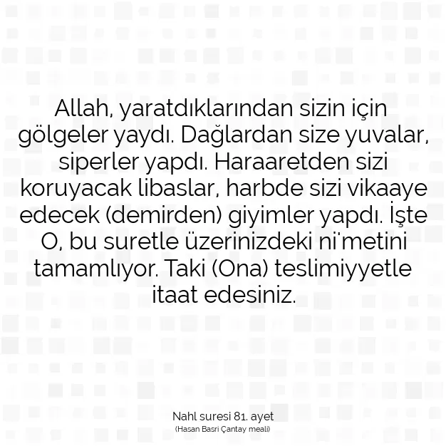 Ayetbul | Kuran Mealleri | Quran | Nahl suresi 81. ayet