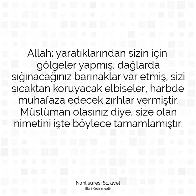 Ayetbul | Kuran Mealleri | Quran | Nahl suresi 81. ayet