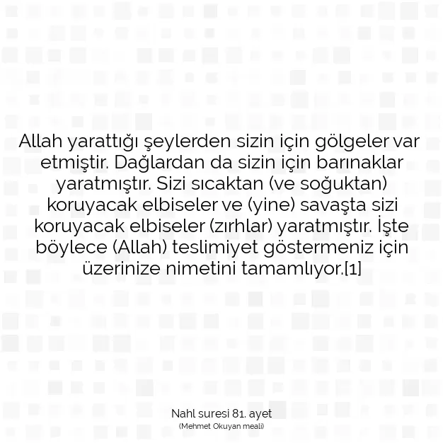 Ayetbul | Kuran Mealleri | Quran | Nahl suresi 81. ayet