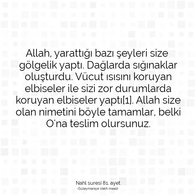 Ayetbul | Kuran Mealleri | Quran | Nahl suresi 81. ayet