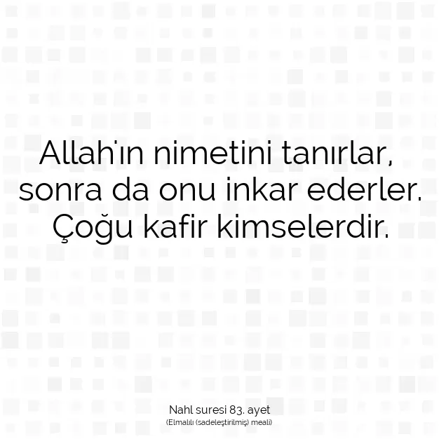 Ayetbul | Kuran Mealleri | Quran | Nahl suresi 83. ayet