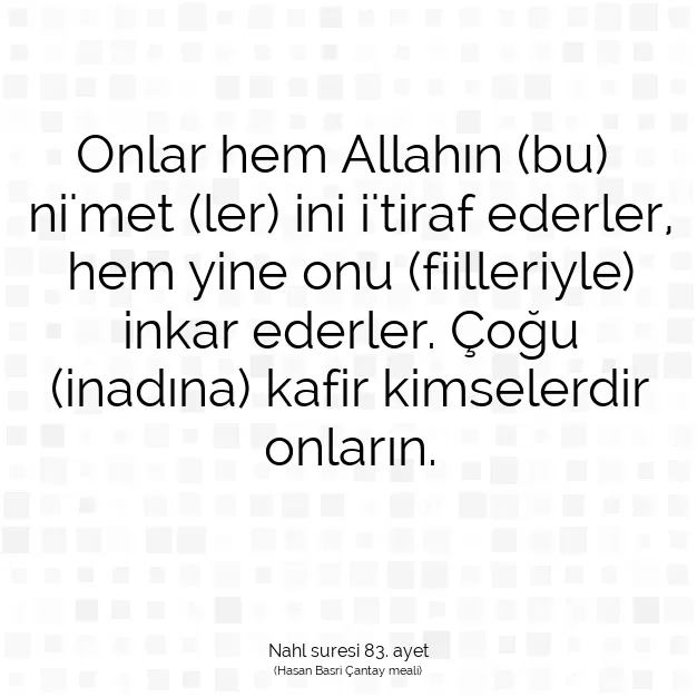 Ayetbul | Kuran Mealleri | Quran | Nahl suresi 83. ayet