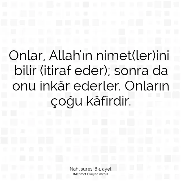 Ayetbul | Kuran Mealleri | Quran | Nahl suresi 83. ayet