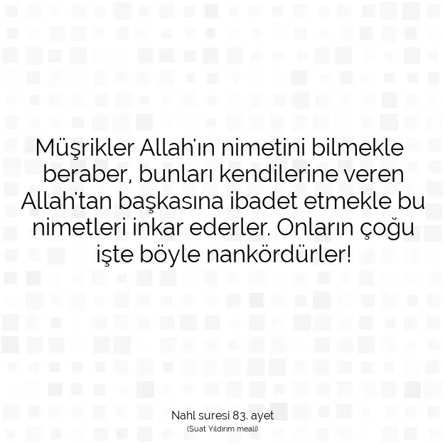 Ayetbul | Kuran Mealleri | Quran | Nahl suresi 83. ayet