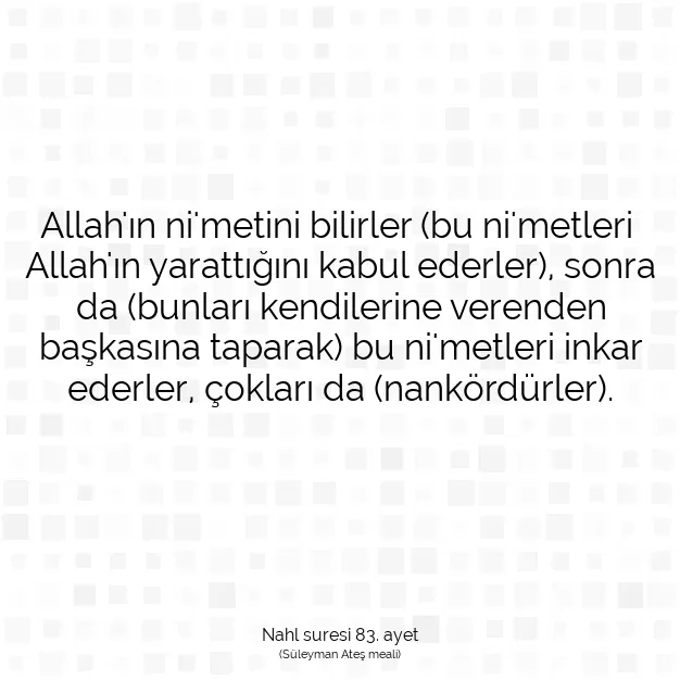 Ayetbul | Kuran Mealleri | Quran | Nahl suresi 83. ayet