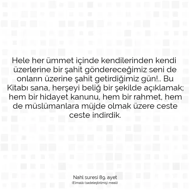 Ayetbul | Kuran Mealleri | Quran | Nahl suresi 89. ayet