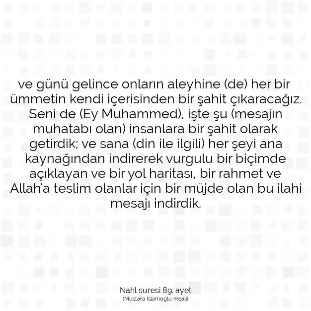 Ayetbul | Kuran Mealleri | Quran | Nahl suresi 89. ayet