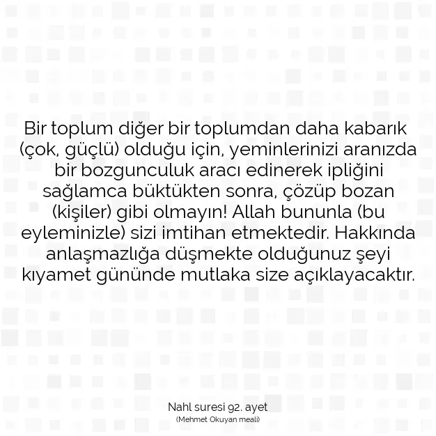 Ayetbul | Kuran Mealleri | Quran | Nahl suresi 92. ayet