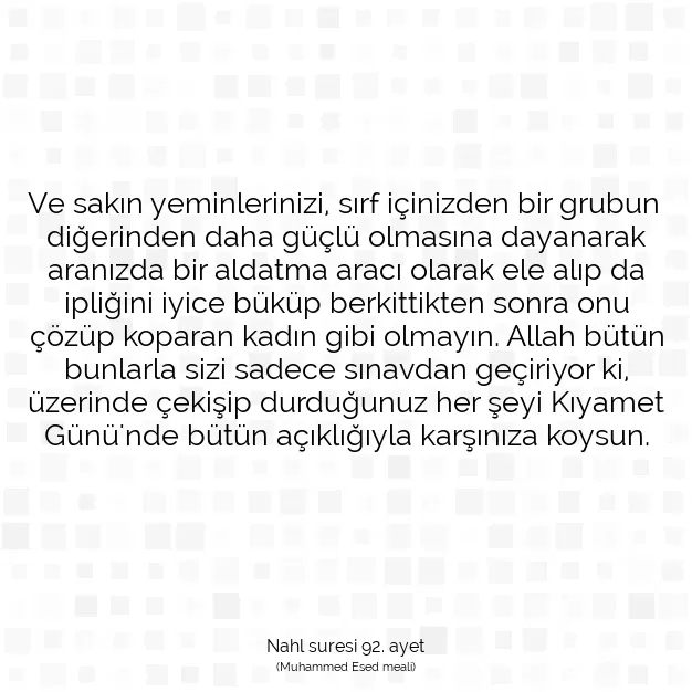 Ayetbul | Kuran Mealleri | Quran | Nahl suresi 92. ayet