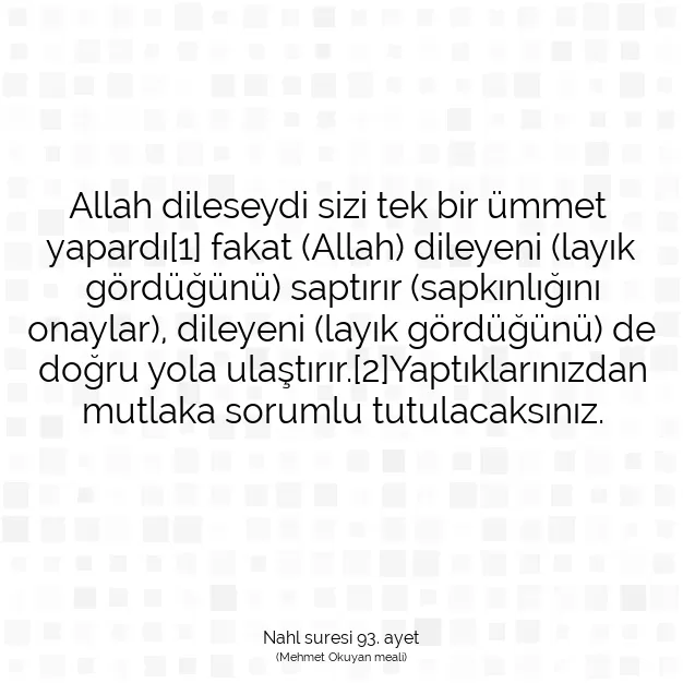 Ayetbul | Kuran Mealleri | Quran | Nahl suresi 93. ayet