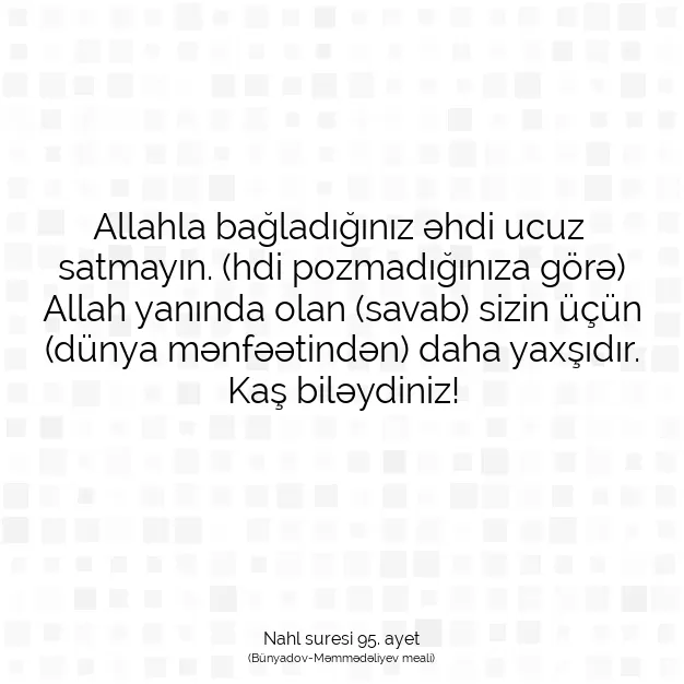 Ayetbul | Kuran Mealleri | Quran | Nahl suresi 95. ayet