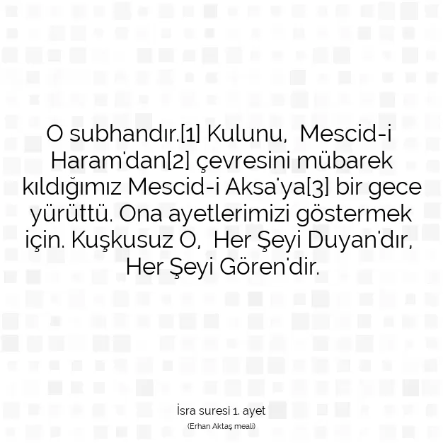 Ayetbul | Kuran Mealleri | Quran | İsra suresi 1. ayet