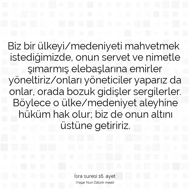 Ayetbul | Kuran Mealleri | Quran | İsra suresi 16. ayet