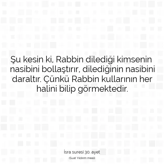 Ayetbul | Kuran Mealleri | Quran | İsra suresi 30. ayet