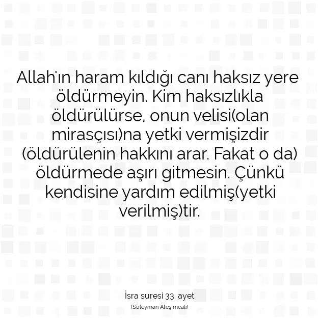 Ayetbul | Kuran Mealleri | Quran | İsra suresi 33. ayet