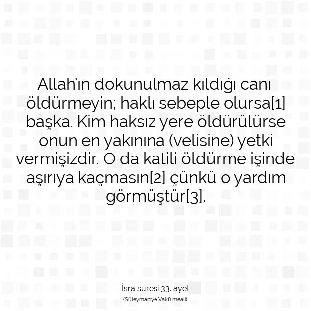 Ayetbul | Kuran Mealleri | Quran | İsra suresi 33. ayet