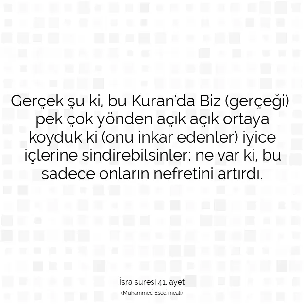 Ayetbul | Kuran Mealleri | Quran | İsra suresi 41. ayet