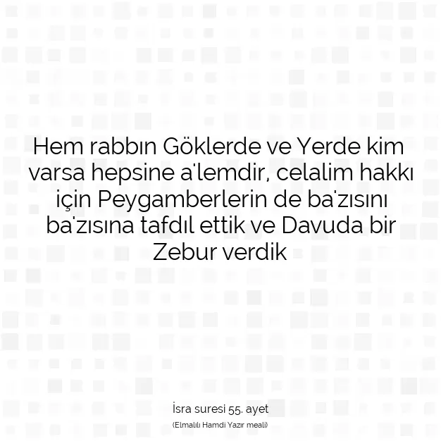 Ayetbul | Kuran Mealleri | Quran | İsra suresi 55. ayet