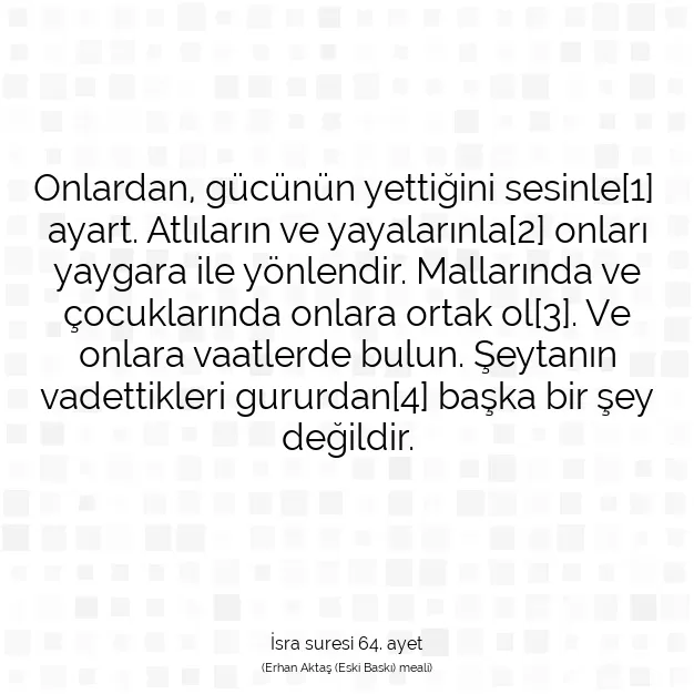 Ayetbul | Kuran Mealleri | Quran | İsra suresi 64. ayet