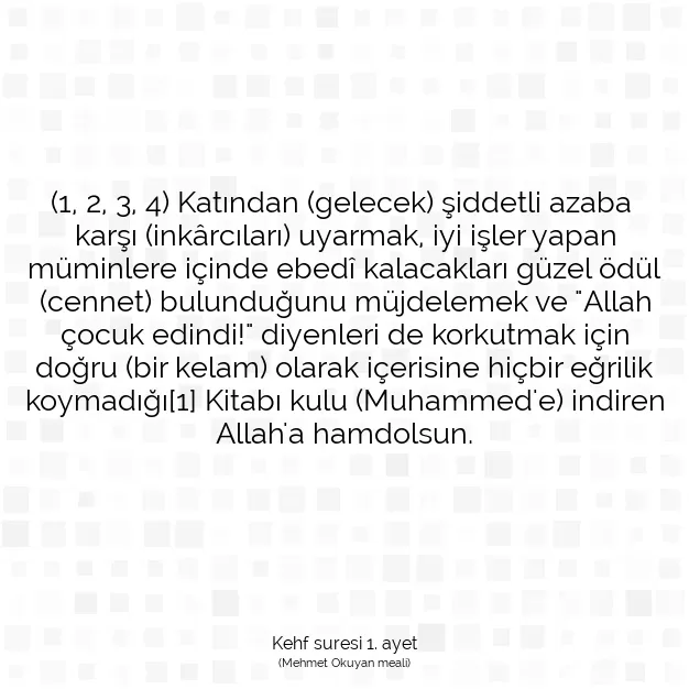 Ayetbul | Kuran Mealleri | Quran | Kehf suresi 1. ayet