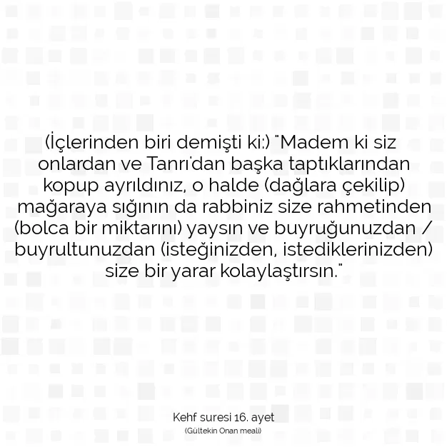 Ayetbul | Kuran Mealleri | Quran | Kehf suresi 16. ayet