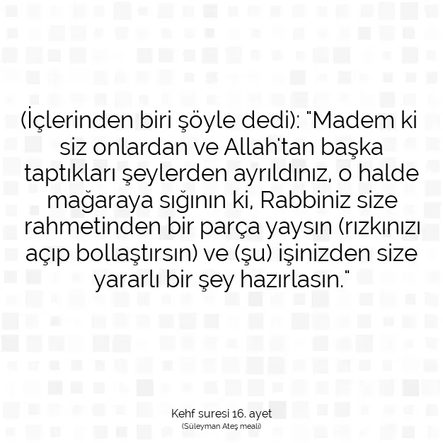 Ayetbul | Kuran Mealleri | Quran | Kehf suresi 16. ayet