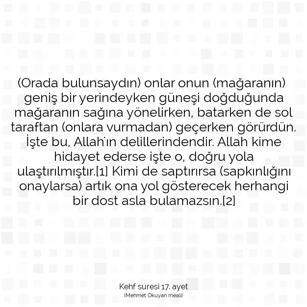 Ayetbul | Kuran Mealleri | Quran | Kehf suresi 17. ayet