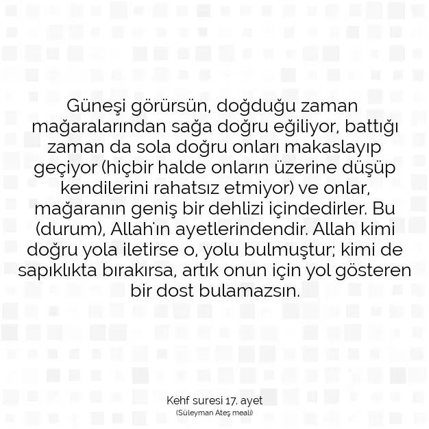 Ayetbul | Kuran Mealleri | Quran | Kehf suresi 17. ayet