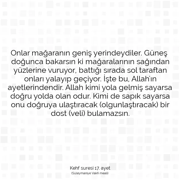 Ayetbul | Kuran Mealleri | Quran | Kehf suresi 17. ayet