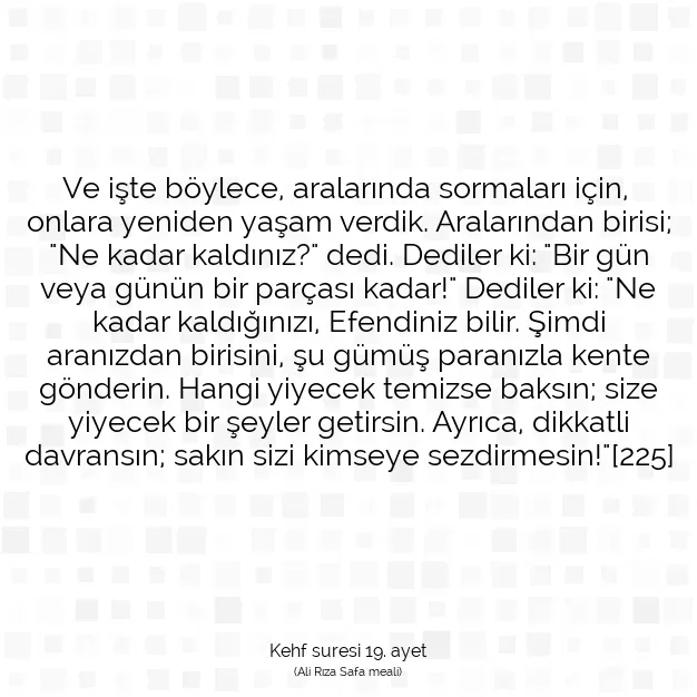 Ayetbul | Kuran Mealleri | Quran | Kehf suresi 19. ayet