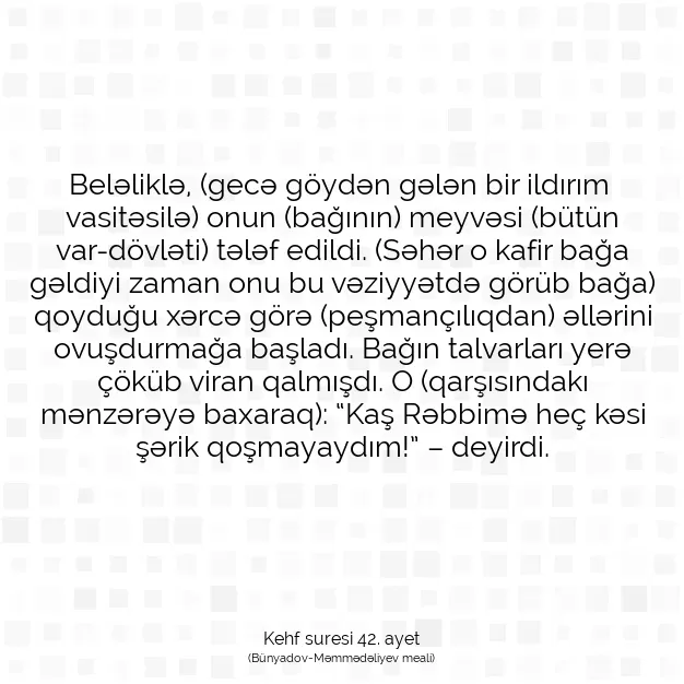 Ayetbul | Kuran Mealleri | Quran | Kehf suresi 42. ayet