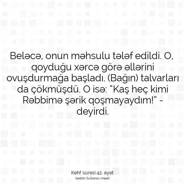 Ayetbul | Kuran Mealleri | Quran | Kehf suresi 42. ayet