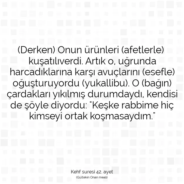 Ayetbul | Kuran Mealleri | Quran | Kehf suresi 42. ayet