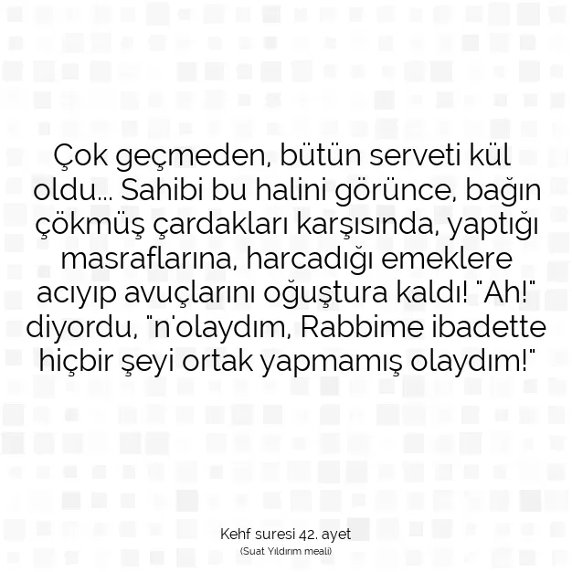 Ayetbul | Kuran Mealleri | Quran | Kehf suresi 42. ayet