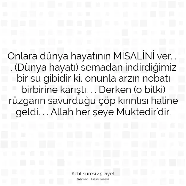 Ayetbul | Kuran Mealleri | Quran | Kehf suresi 45. ayet