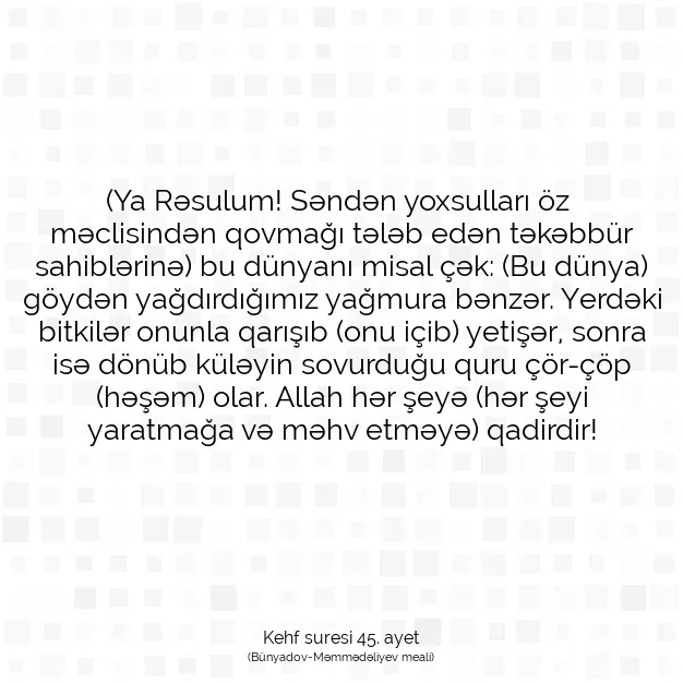 Ayetbul | Kuran Mealleri | Quran | Kehf suresi 45. ayet