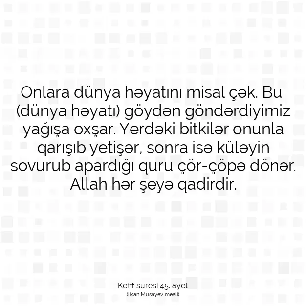 Ayetbul | Kuran Mealleri | Quran | Kehf suresi 45. ayet