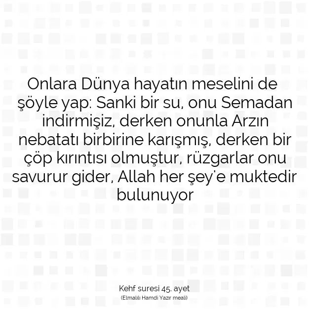 Ayetbul | Kuran Mealleri | Quran | Kehf suresi 45. ayet