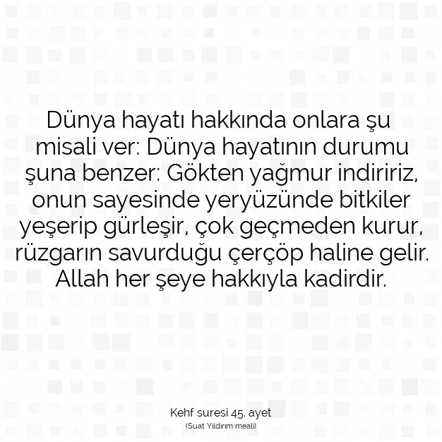 Ayetbul | Kuran Mealleri | Quran | Kehf suresi 45. ayet