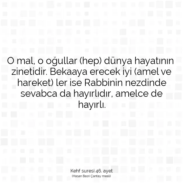 Ayetbul | Kuran Mealleri | Quran | Kehf suresi 46. ayet