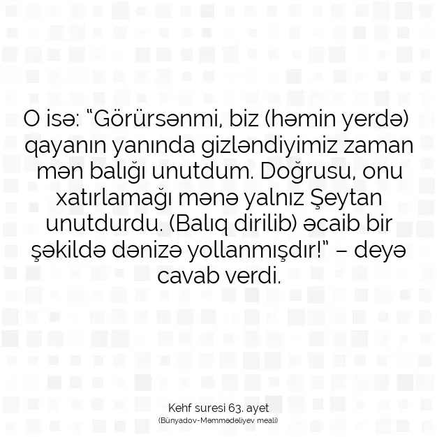 Ayetbul | Kuran Mealleri | Quran | Kehf suresi 63. ayet