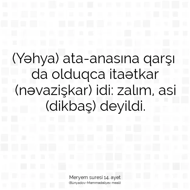 Ayetbul | Kuran Mealleri | Quran | Meryem suresi 14. ayet