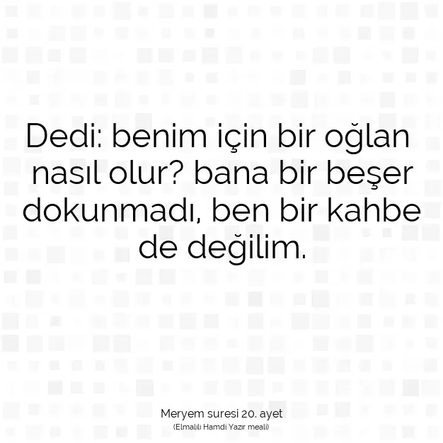 Ayetbul | Kuran Mealleri | Quran | Meryem suresi 20. ayet